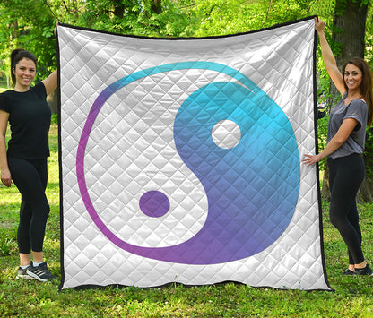 Purple And Blue Yin Yang Print Quilt