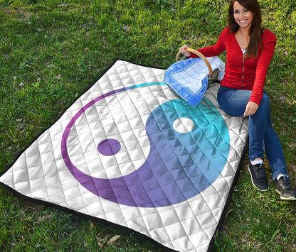 Purple And Blue Yin Yang Print Quilt