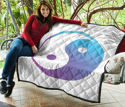 Purple And Blue Yin Yang Print Quilt