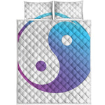Purple And Blue Yin Yang Print Quilt Bed Set