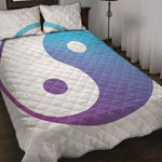 Purple And Blue Yin Yang Print Quilt Bed Set