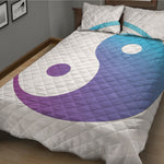 Purple And Blue Yin Yang Print Quilt Bed Set