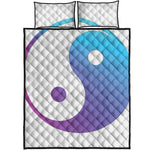 Purple And Blue Yin Yang Print Quilt Bed Set