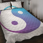 Purple And Blue Yin Yang Print Quilt Bed Set