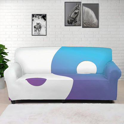 Purple And Blue Yin Yang Print Sofa Cover