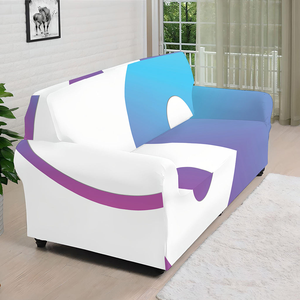 Purple And Blue Yin Yang Print Sofa Cover