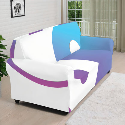 Purple And Blue Yin Yang Print Sofa Cover