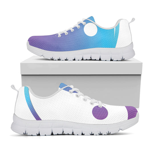 Purple And Blue Yin Yang Print White Sneakers