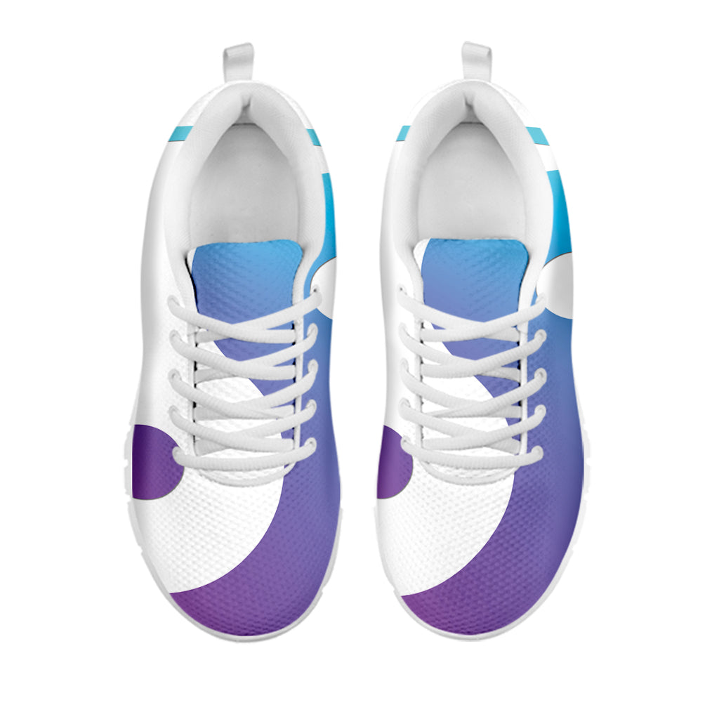 Purple And Blue Yin Yang Print White Sneakers