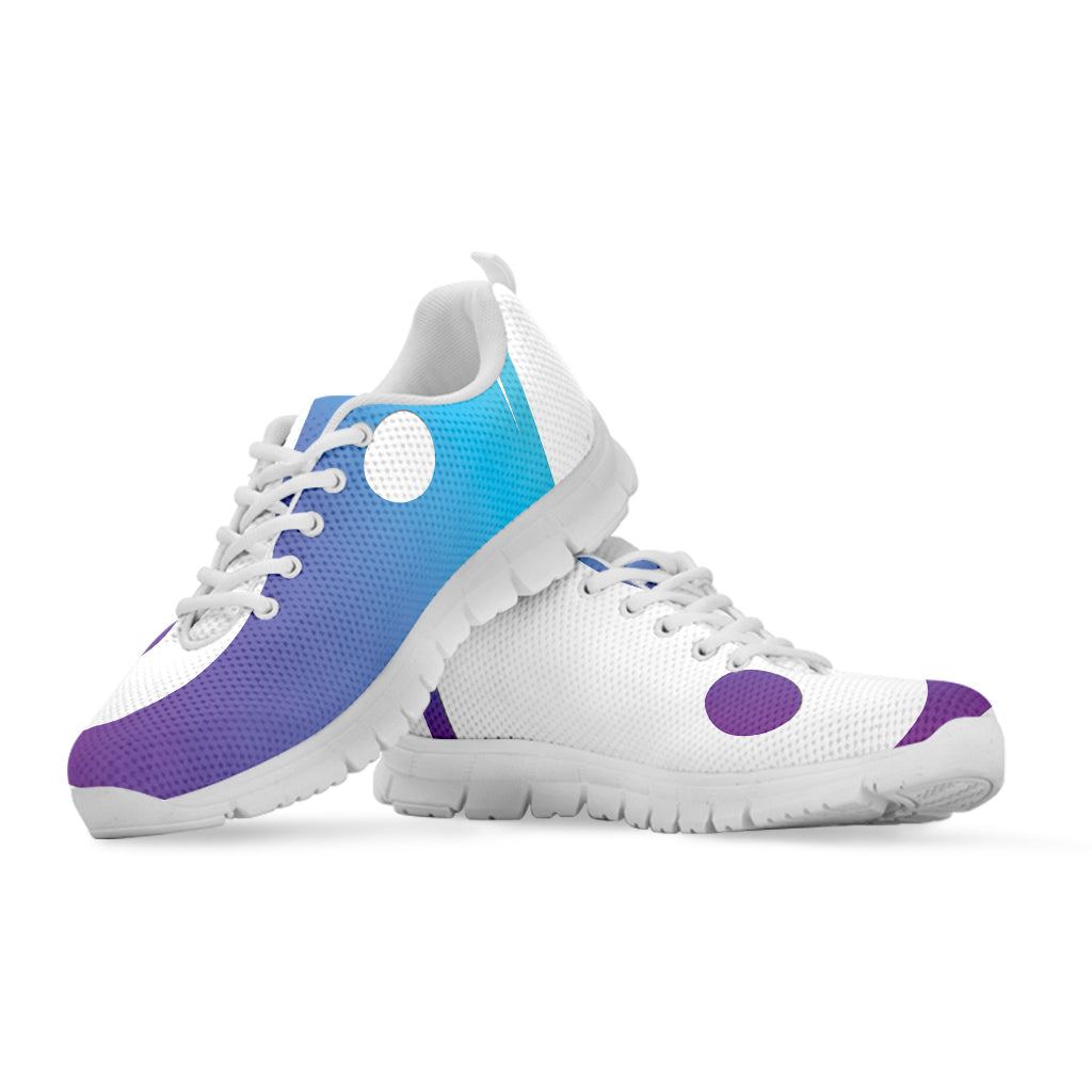 Purple And Blue Yin Yang Print White Sneakers
