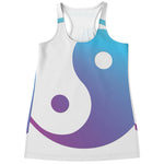 Purple And Blue Yin Yang Print Women's Racerback Tank Top