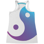 Purple And Blue Yin Yang Print Women's Racerback Tank Top