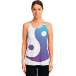 Purple And Blue Yin Yang Print Women's Racerback Tank Top