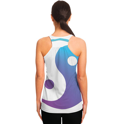 Purple And Blue Yin Yang Print Women's Racerback Tank Top