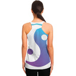 Purple And Blue Yin Yang Print Women's Racerback Tank Top