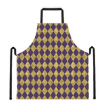 Purple And Gold Harlequin Pattern Print Apron
