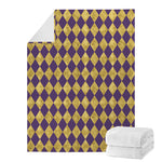 Purple And Gold Harlequin Pattern Print Blanket