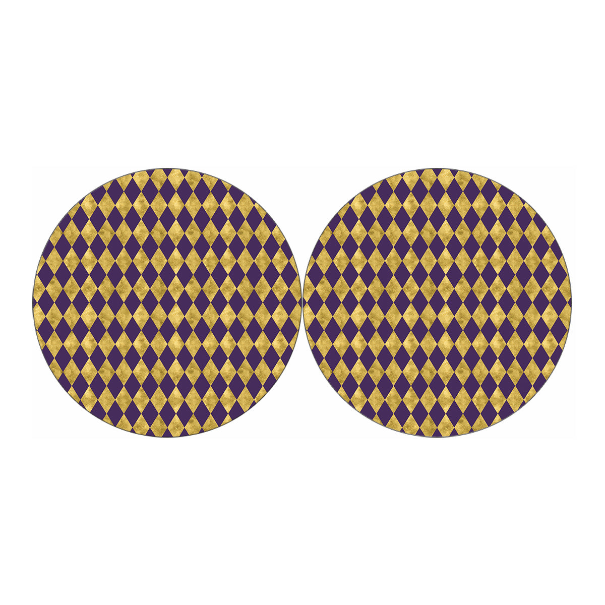 Purple And Gold Harlequin Pattern Print Car Coasters