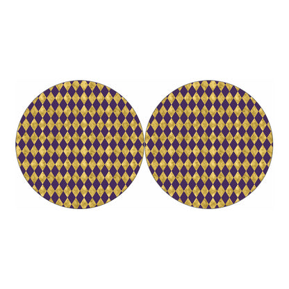Purple And Gold Harlequin Pattern Print Car Coasters