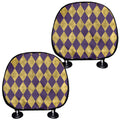 Purple And Gold Harlequin Pattern Print Car Headrest Covers