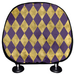 Purple And Gold Harlequin Pattern Print Car Headrest Covers