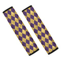 Purple And Gold Harlequin Pattern Print Car Seat Belt Covers