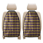 Purple And Gold Harlequin Pattern Print Car Seat Organizers