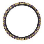 Purple And Gold Harlequin Pattern Print Car Steering Wheel Cover