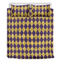 Purple And Gold Harlequin Pattern Print Duvet Cover Bedding Set
