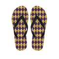 Purple And Gold Harlequin Pattern Print Flip Flops
