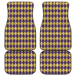 Purple And Gold Harlequin Pattern Print Front and Back Car Floor Mats