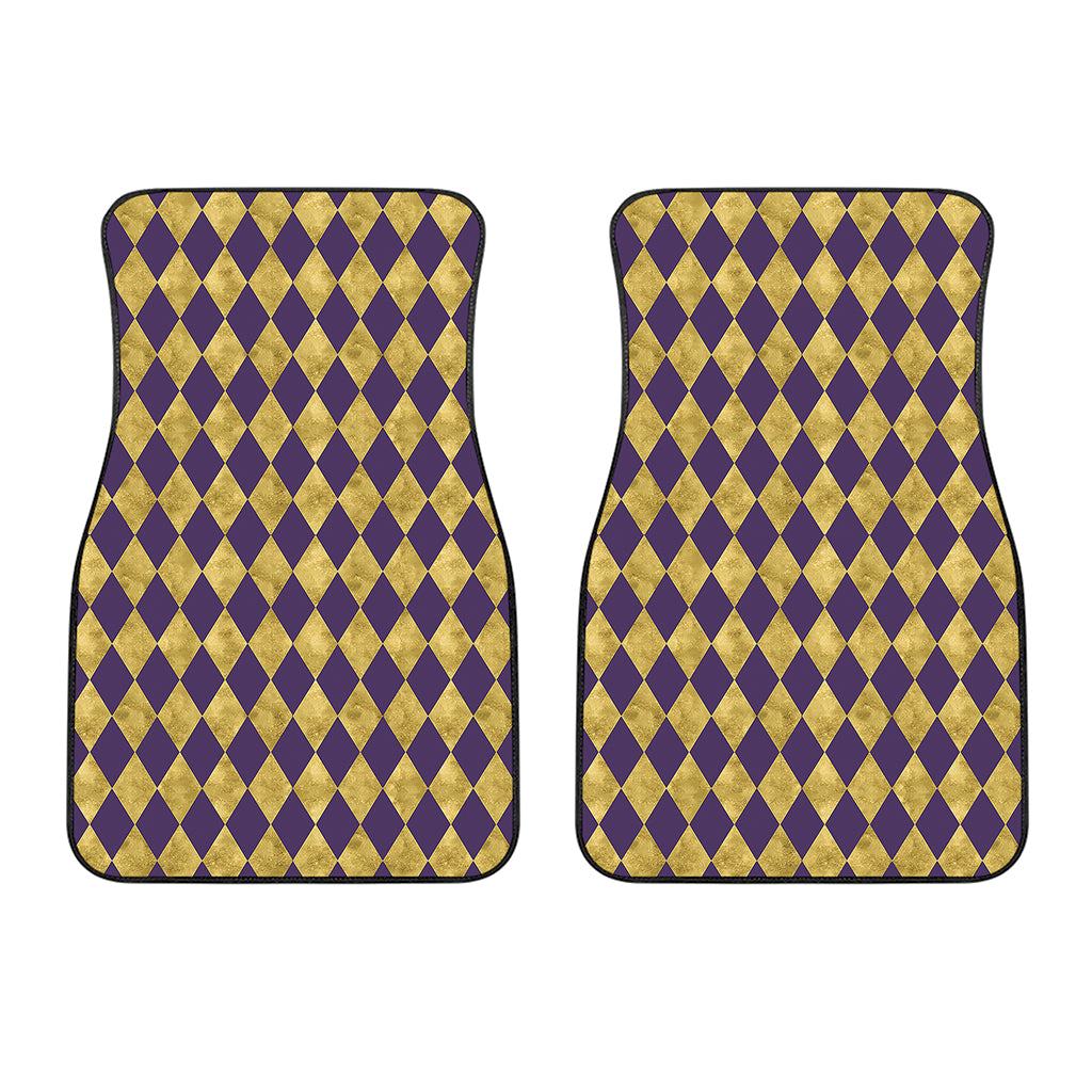 Purple And Gold Harlequin Pattern Print Front Car Floor Mats