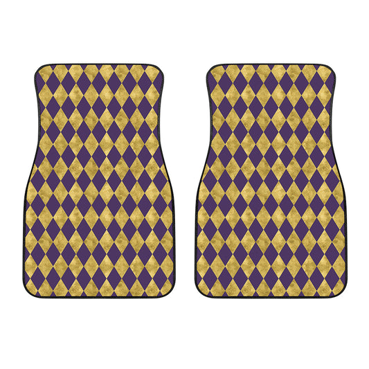Purple And Gold Harlequin Pattern Print Front Car Floor Mats