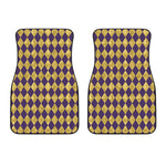 Purple And Gold Harlequin Pattern Print Front Car Floor Mats