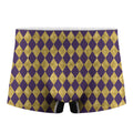 Purple And Gold Harlequin Pattern Print Men's Boxer Briefs
