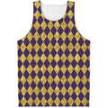 Purple And Gold Harlequin Pattern Print Men's Tank Top