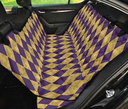 Purple And Gold Harlequin Pattern Print Pet Car Back Seat Cover