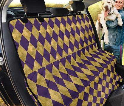 Purple And Gold Harlequin Pattern Print Pet Car Back Seat Cover