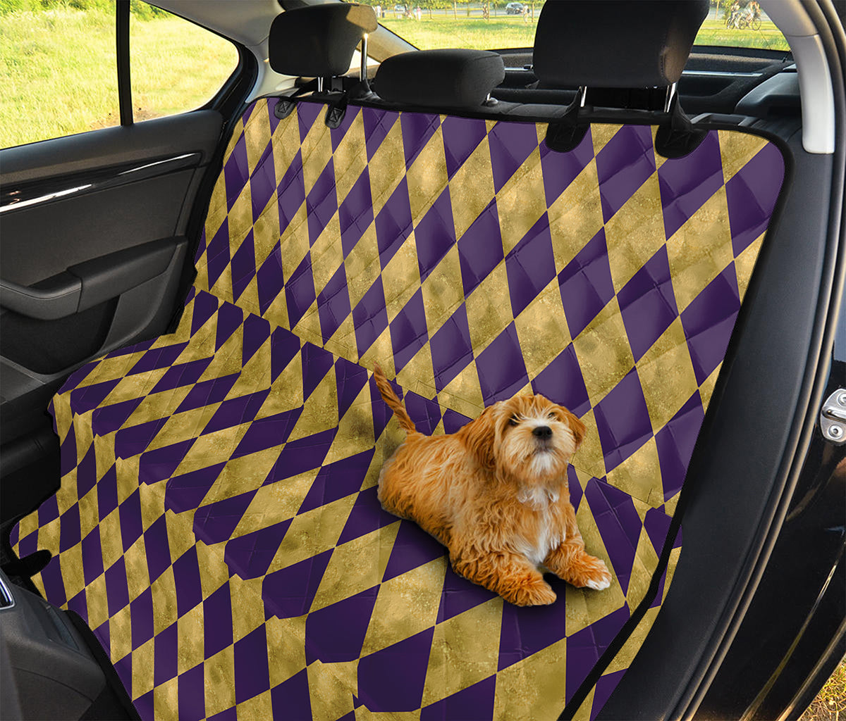 Purple And Gold Harlequin Pattern Print Pet Car Back Seat Cover