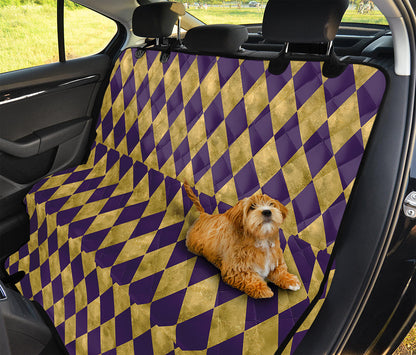 Purple And Gold Harlequin Pattern Print Pet Car Back Seat Cover