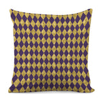 Purple And Gold Harlequin Pattern Print Pillow Cover