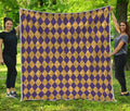 Purple And Gold Harlequin Pattern Print Quilt