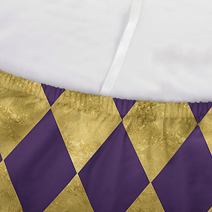 Purple And Gold Harlequin Pattern Print Sofa Cover