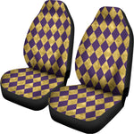 Purple And Gold Harlequin Pattern Print Universal Fit Car Seat Covers