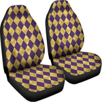 Purple And Gold Harlequin Pattern Print Universal Fit Car Seat Covers