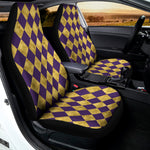 Purple And Gold Harlequin Pattern Print Universal Fit Car Seat Covers