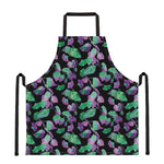 Purple And Green Leaf Pattern Print Apron