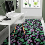 Purple And Green Leaf Pattern Print Area Rug