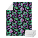 Purple And Green Leaf Pattern Print Blanket