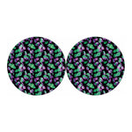 Purple And Green Leaf Pattern Print Car Coasters